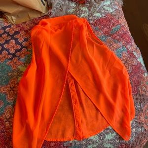 Orange tank top, open back